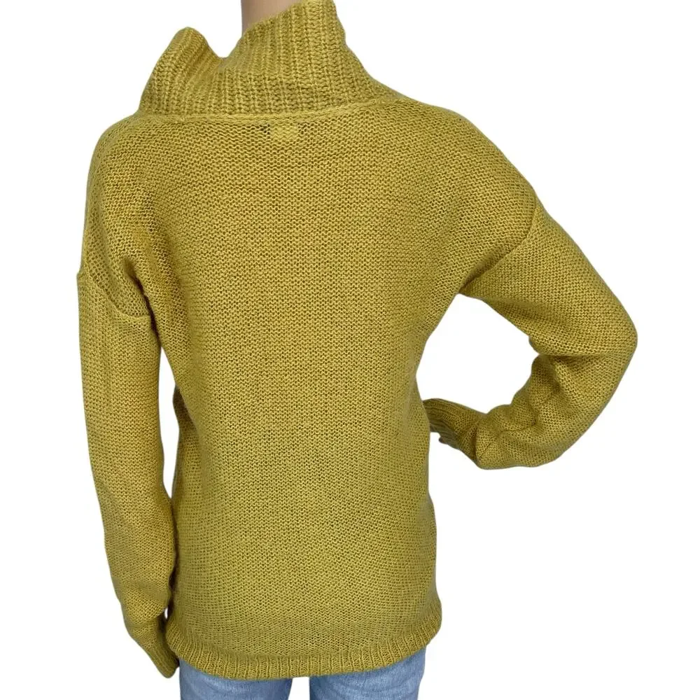 J. Crew Wool Mohair Dolce Shawl Collar Popover Sweater Yellow 20824 Size XS